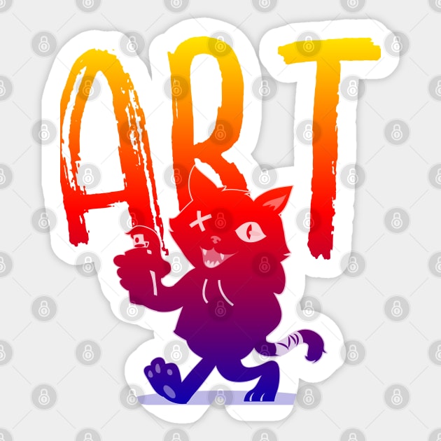 Retro Graffiti Art Summer Colors Cat Sticker by TeachUrb